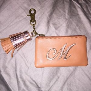 Anthropologie Tassel Monogram "M" Coin Pouch