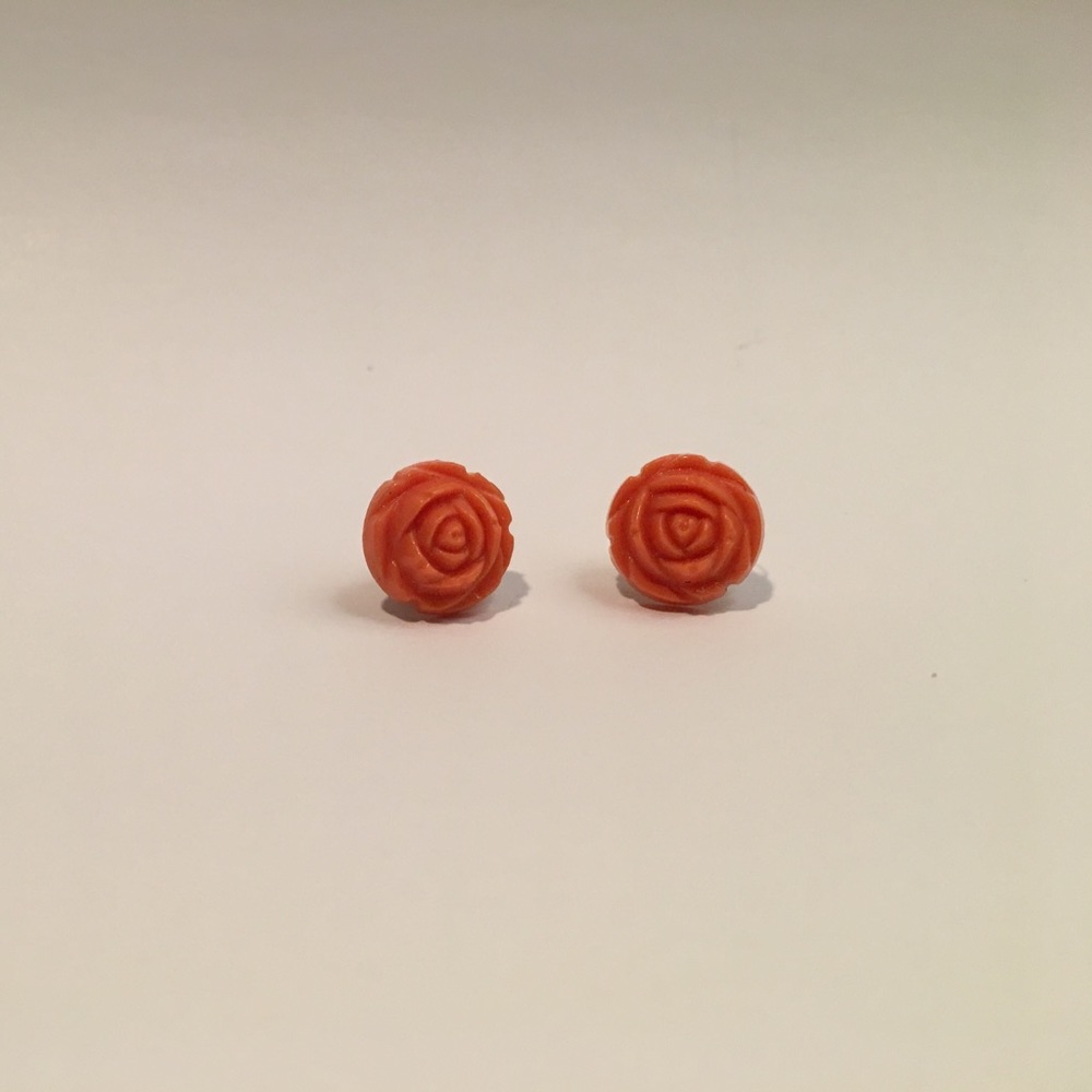 Pink/Peach Rose Earrings