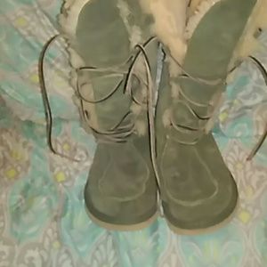 Army Green Fur Ugg Boots