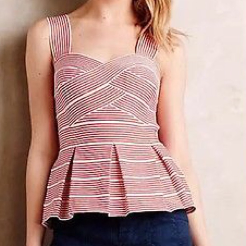 HD in Paris Red Bandage Cabana Peplum Top. Small.