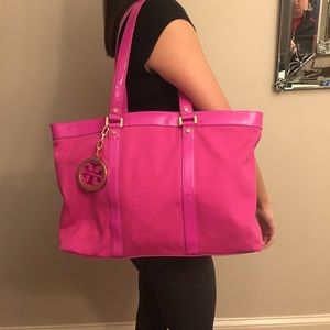 Tory Burch Pink Canvas Tote