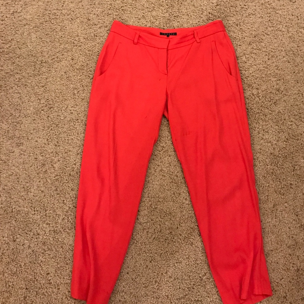 Theory red cropped pants