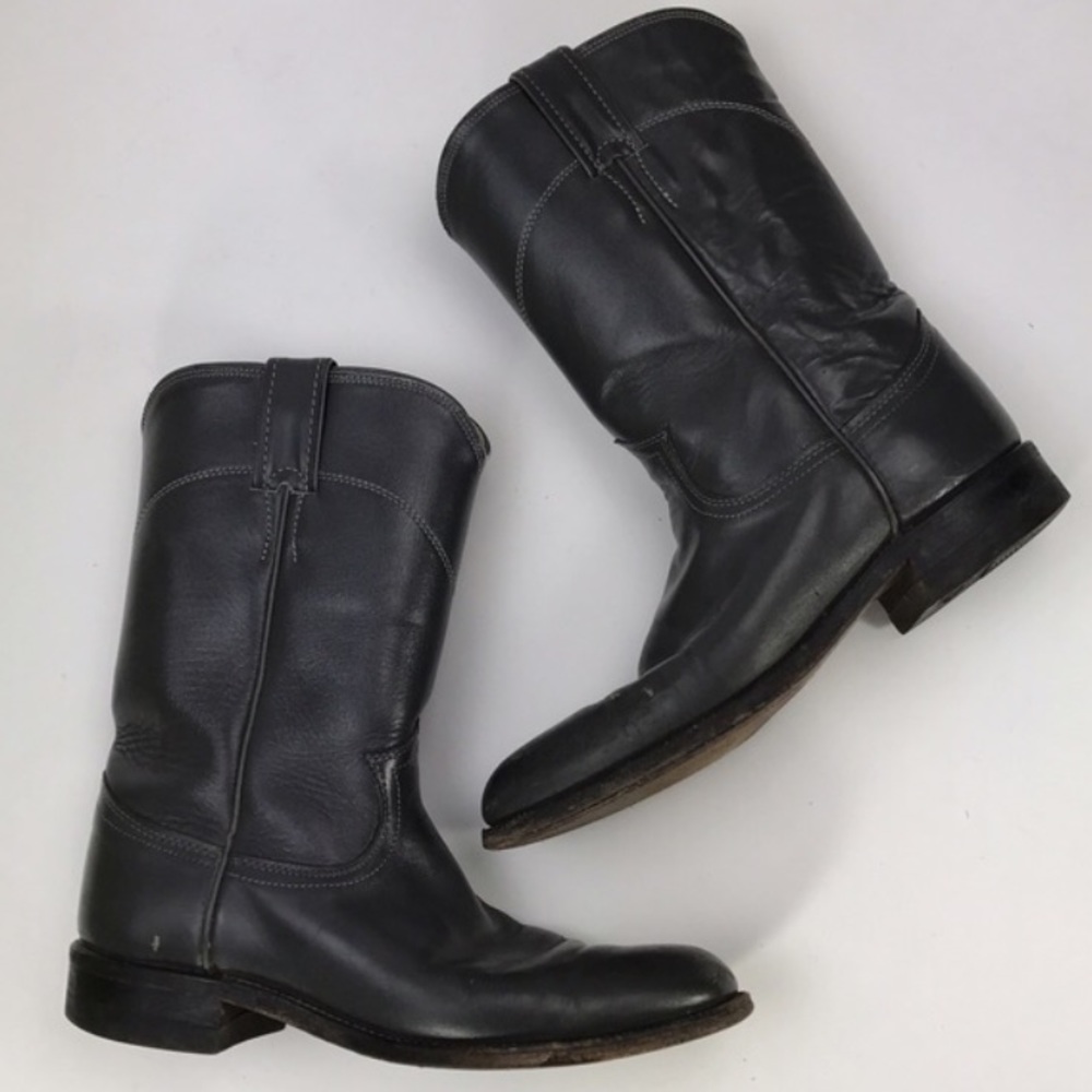 {vintage} Justin's Grey Leather Cowboy Boots