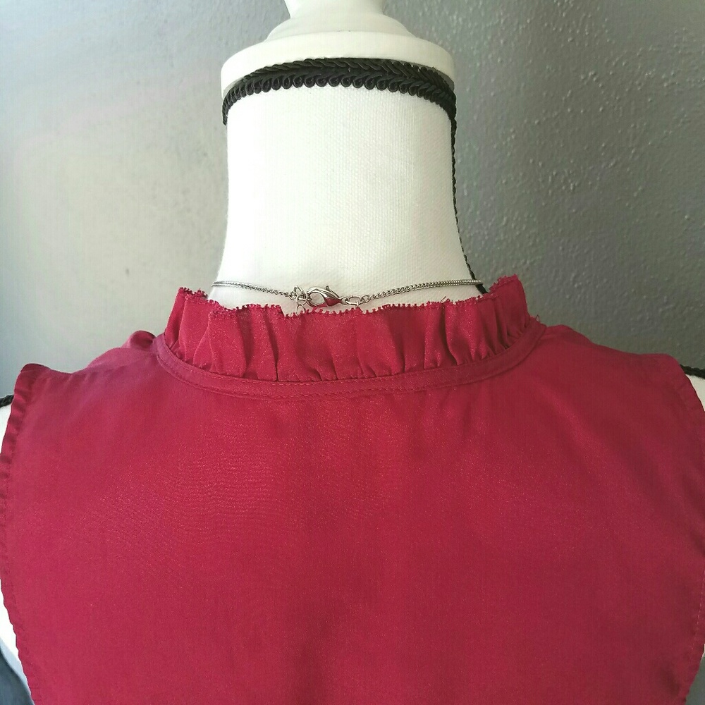 Sleeveless Magenta Blouse-Ruffle/Button Front - Picture 5 of 5