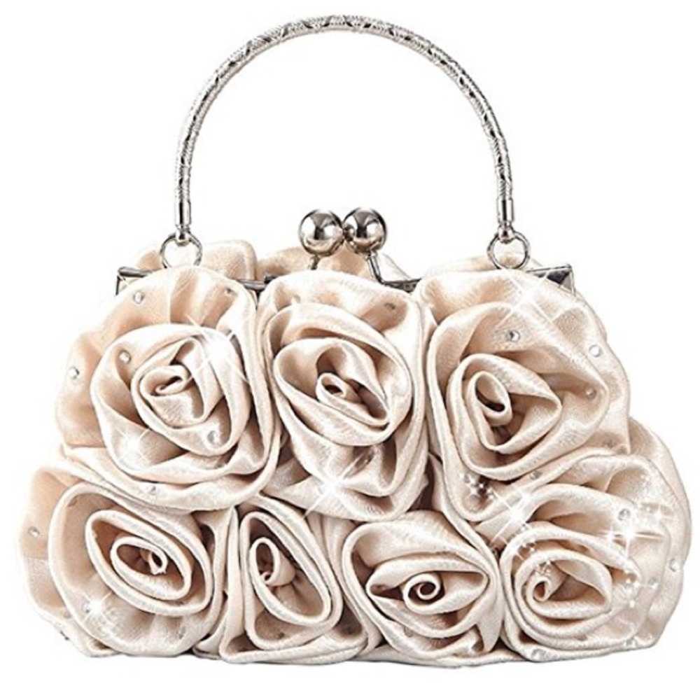 NWOT Fancy Champagne Color Floral Evening Bag