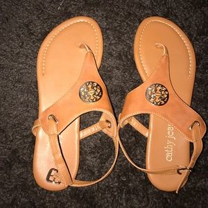 Cathy Jean Flat Sandals-Cognac