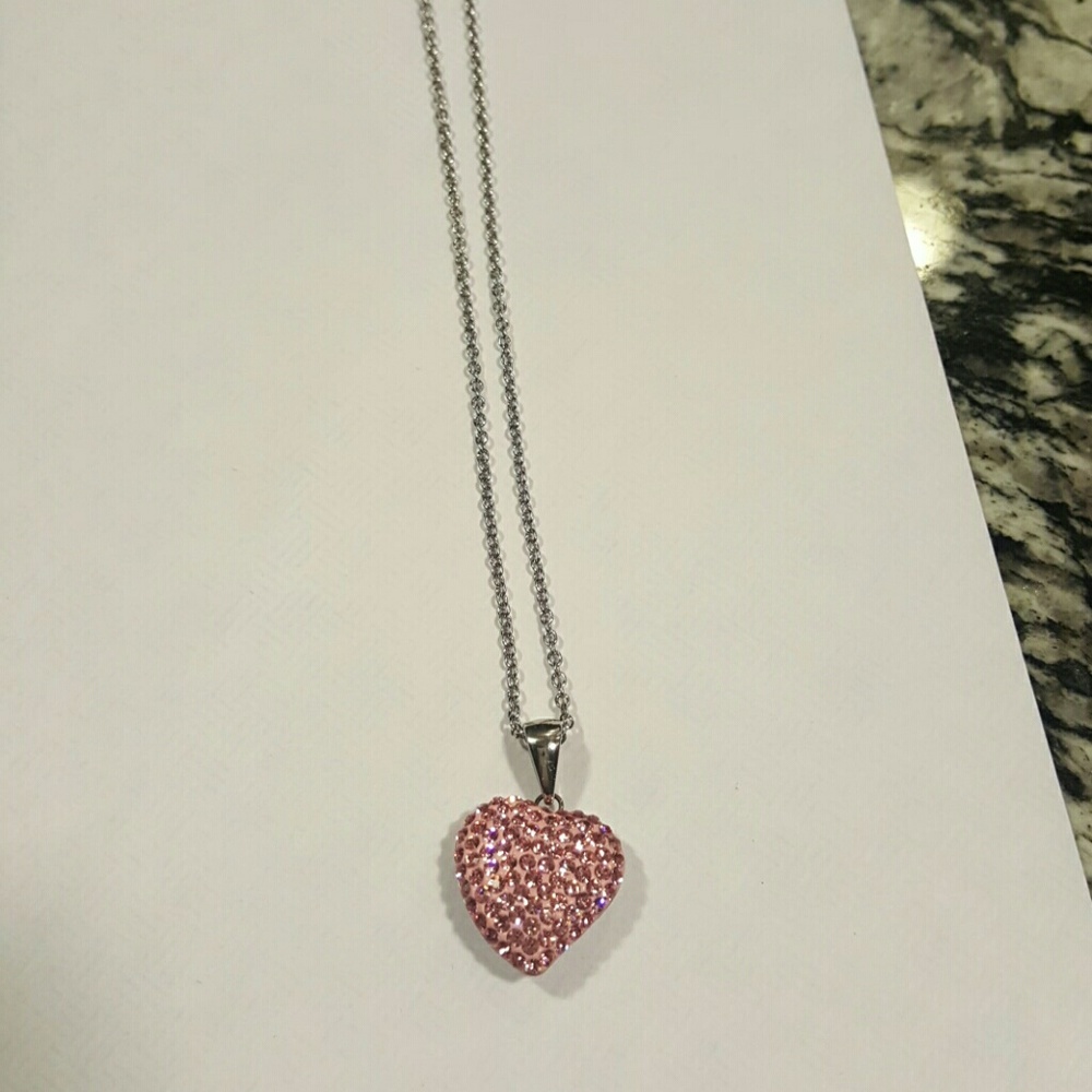 Pink Crystal heart necklace