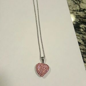 Pink Crystal heart necklace