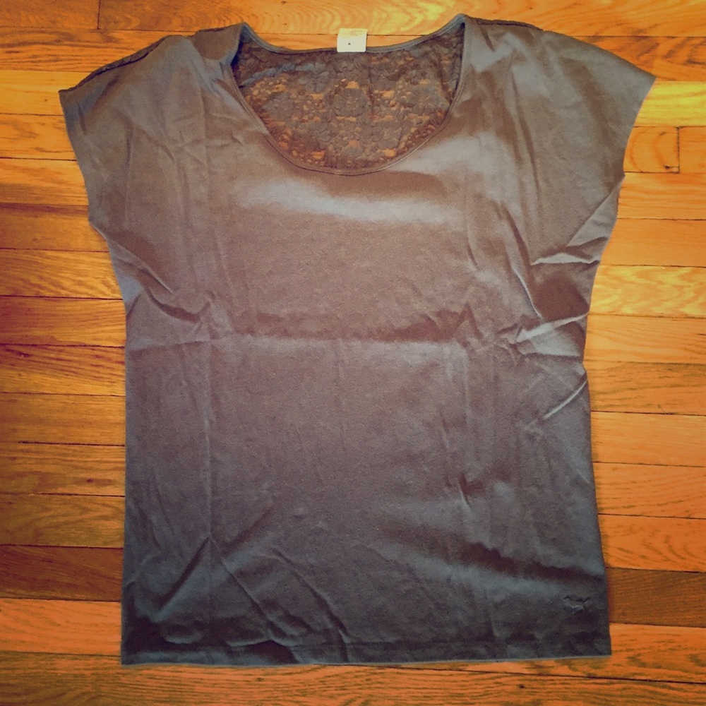 :pink victoria's secret: lace back tee
