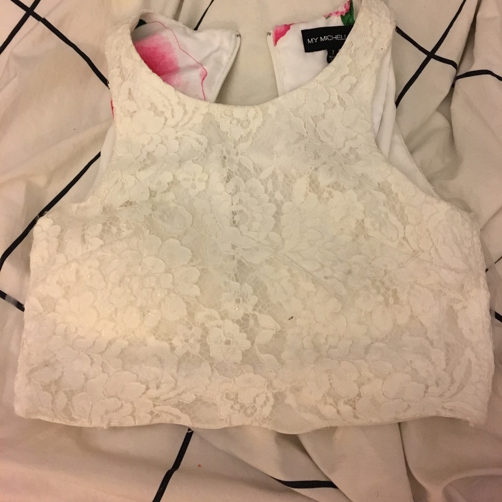 Prom 2 piece top white lace