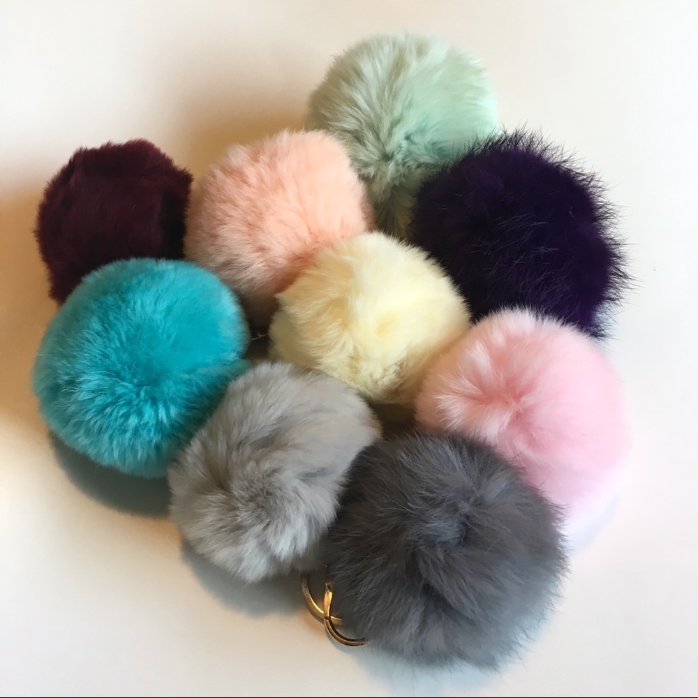 2 for $10!!  Faux Rabbit Keychain PomPoms!