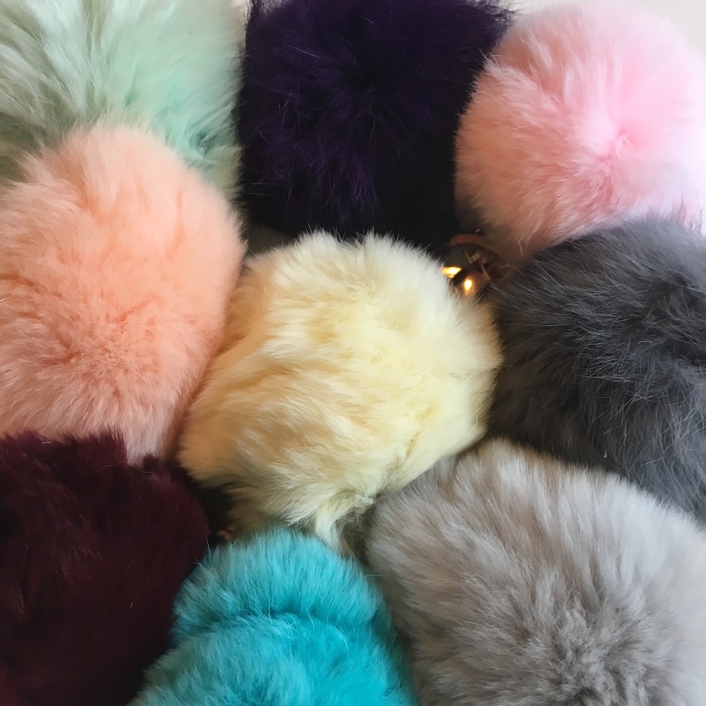 2 for $10!!  Faux Rabbit Keychain PomPoms! - Picture 3 of 8