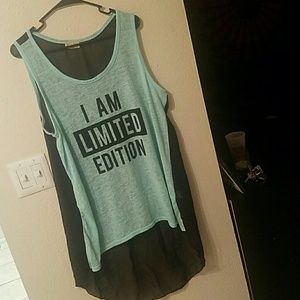 Plus size teal and black hi-low tank