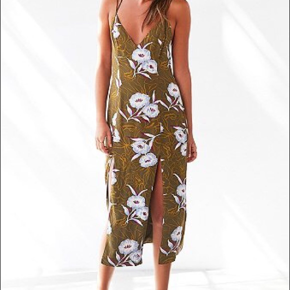 Green Floral Strappy Side Slit Skirt Maxi Dress - Picture 3 of 4