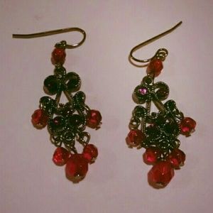 Red jeweled earrings