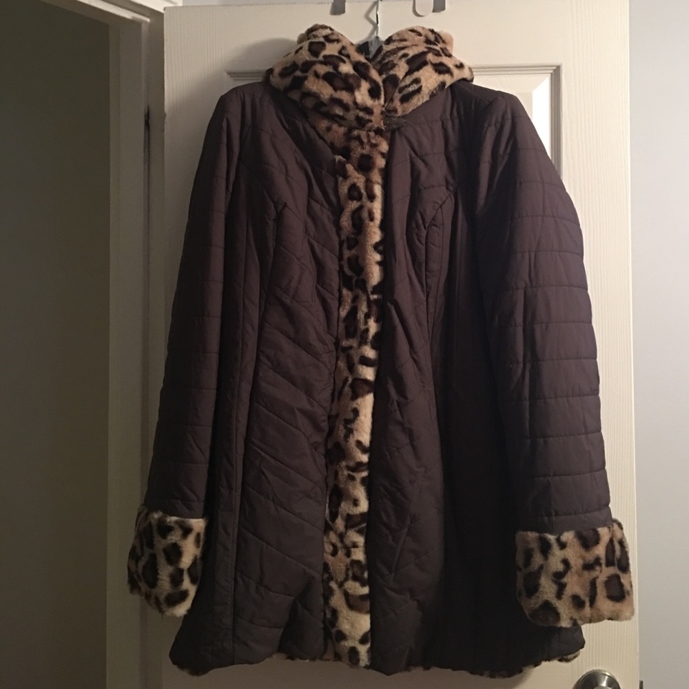 Dennis Basso Faux Fur Reversible Coat Brand New