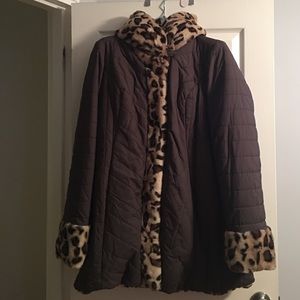 Dennis Basso Faux Fur Reversible Coat Brand New