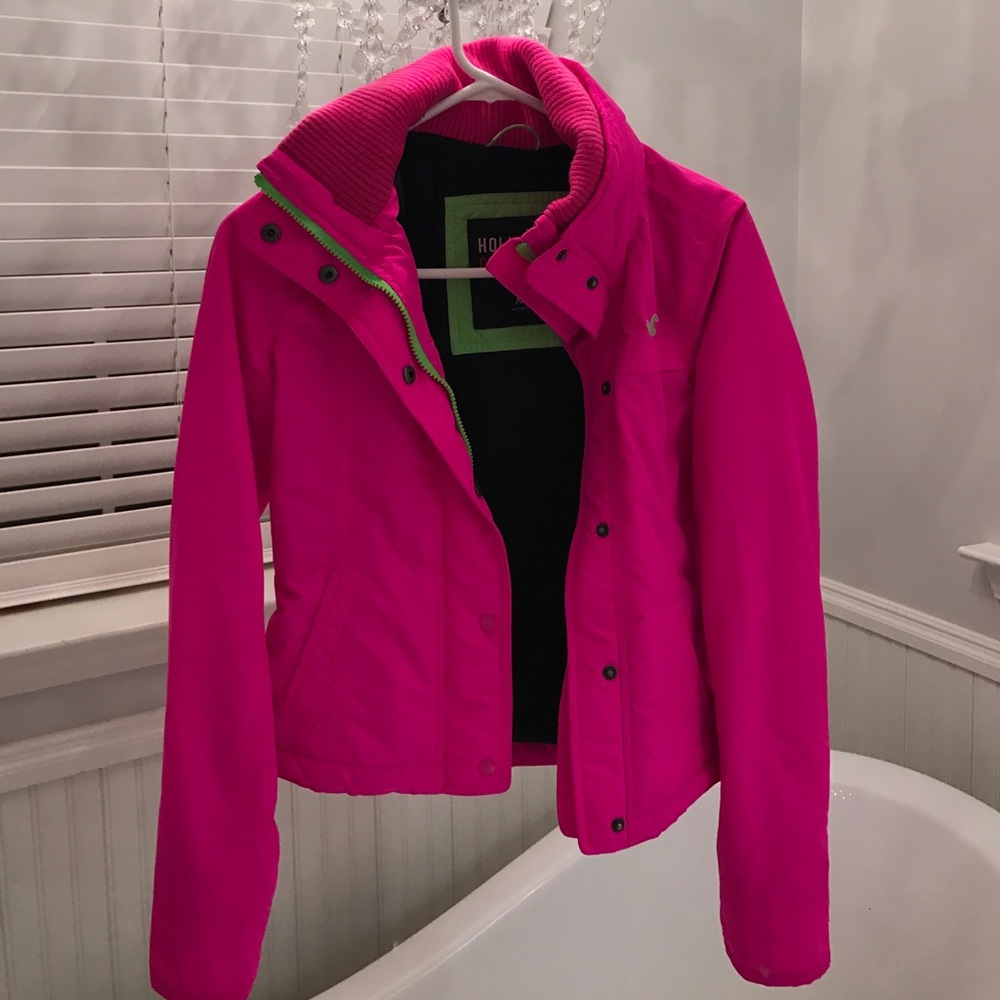 Hollister neon pink winter jacket