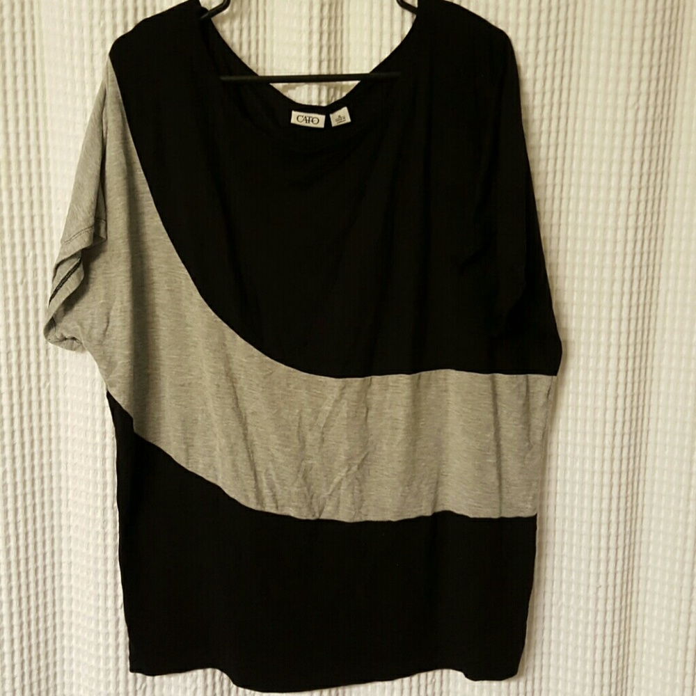 Grey and Black Dolman Sleeve Top