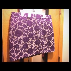Loft Purple Floral Print Skirt NWT