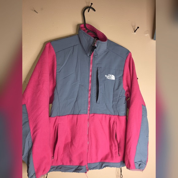 The North Face Denali Fleece Jacket Hot Pink Gray - Picture 1 of 4