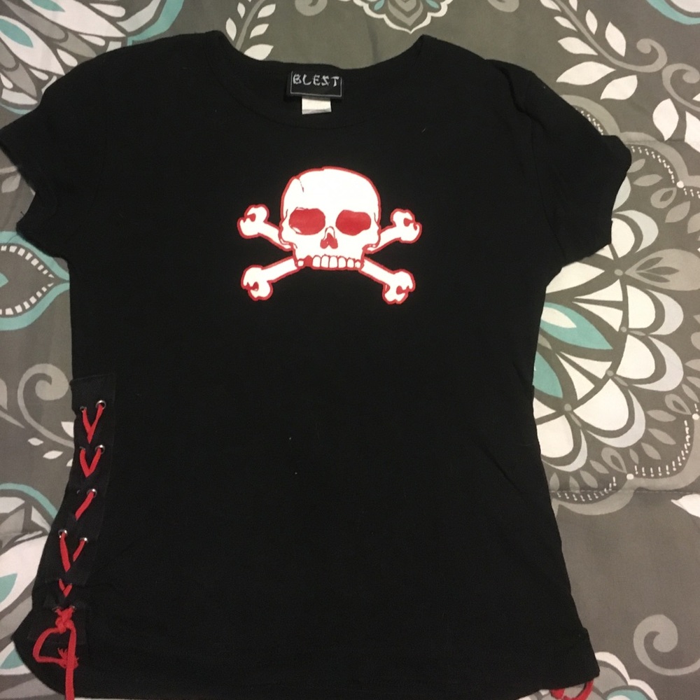 Hot topic Blest brand Skull Babydoll Tee