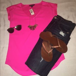 NWT EXPRESS pink short sleeve shirt size xs