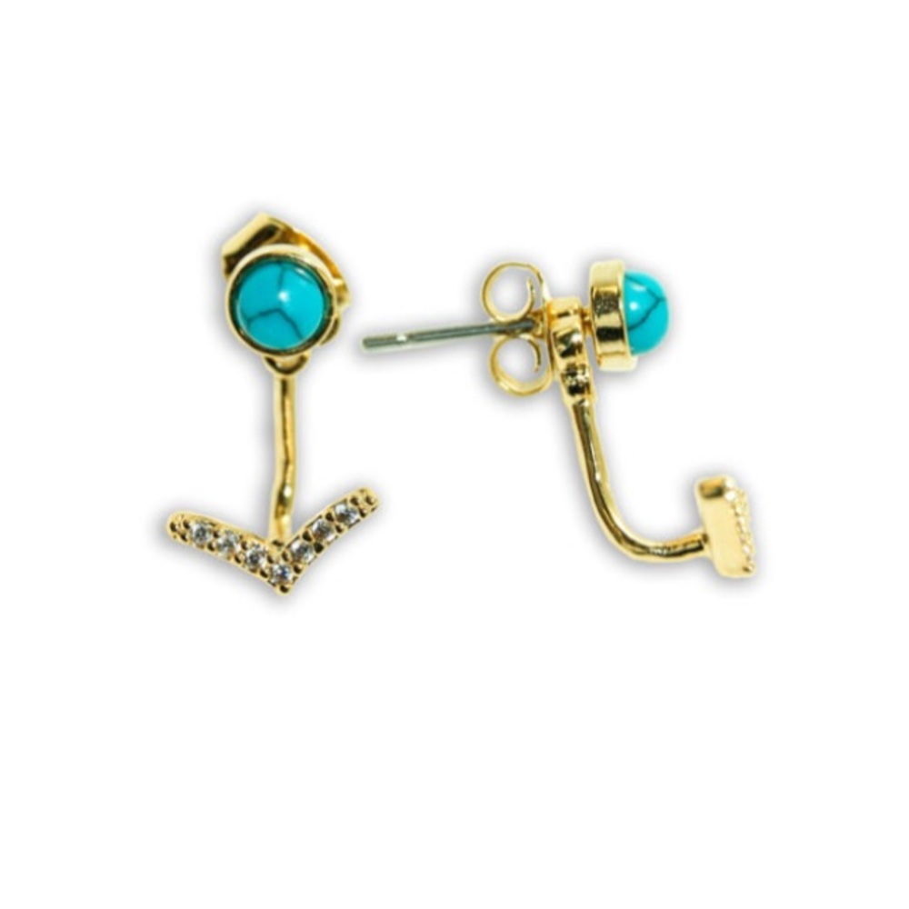 Turquoise arrow earrings gold plated