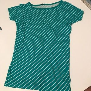 Green striped tunic shirt
