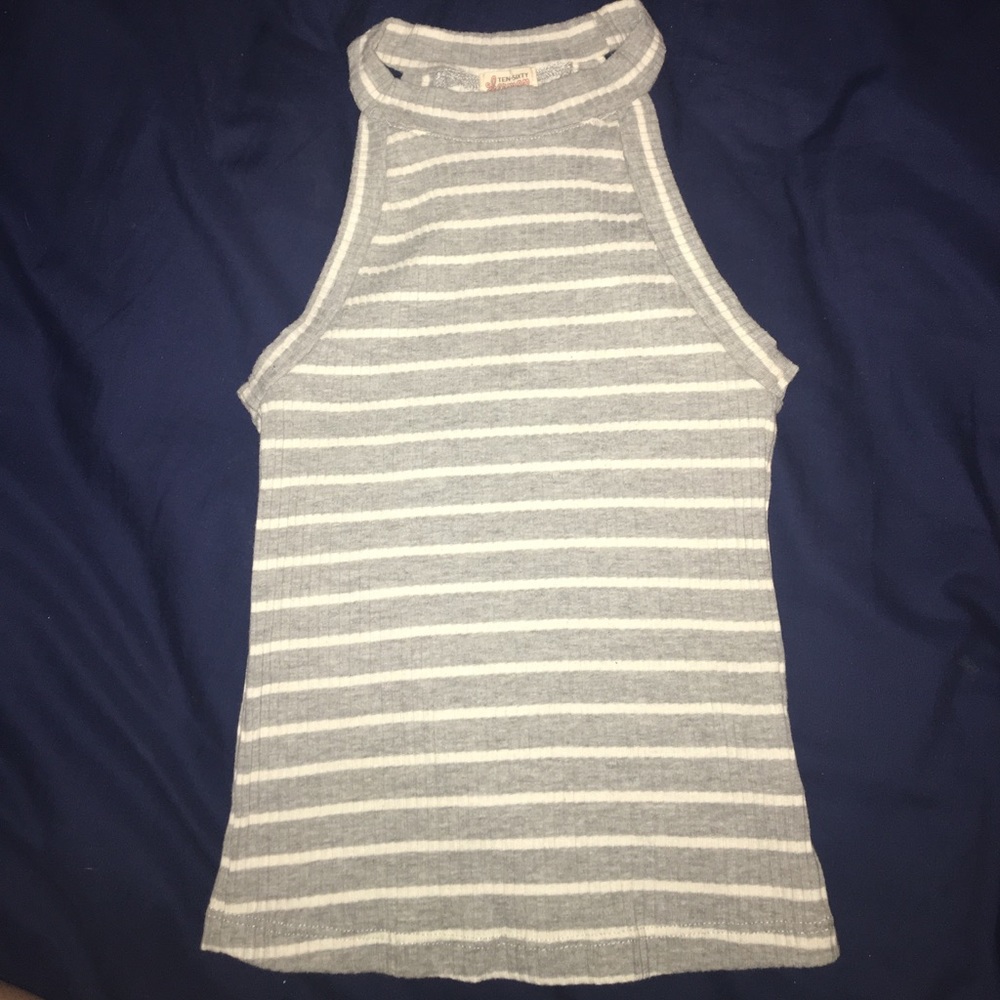 Ribbed high neck tank top/crop top