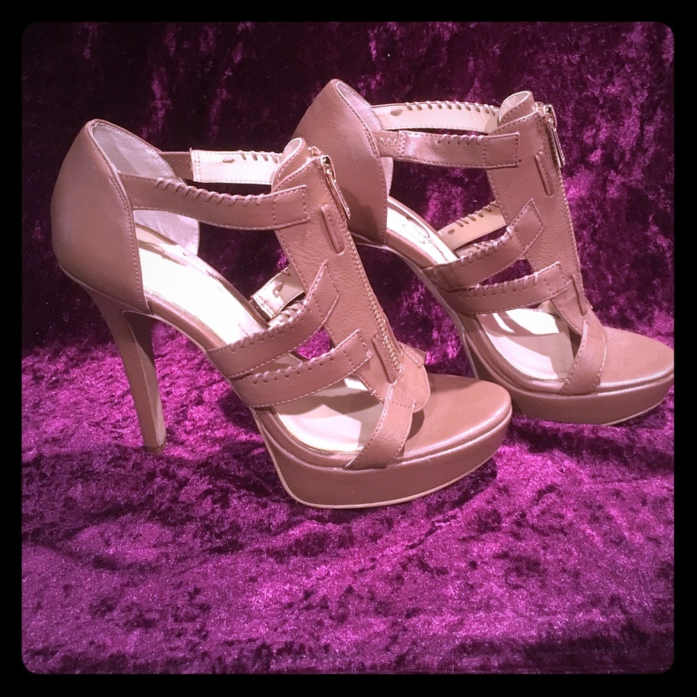 Jessica Simpson gold zipper heels