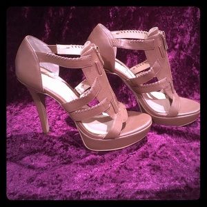 Jessica Simpson gold zipper heels