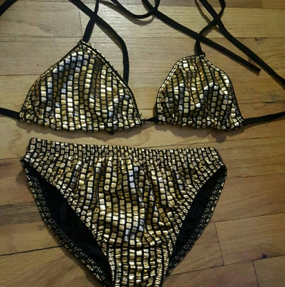Other - Small bikini gold shy new top quality black swimsu