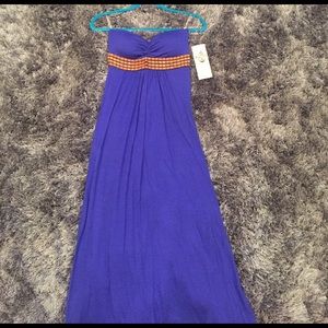 NWT Lucy Love Strapless Blue Maxi Dress