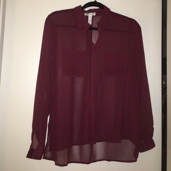 Maroon button down blouse! Size: S - Picture 2 of 3