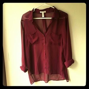 Maroon button down blouse! Size: S