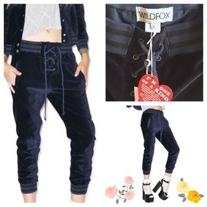 NWT Wildfox Fancy Football Sweats in Blue Velvet