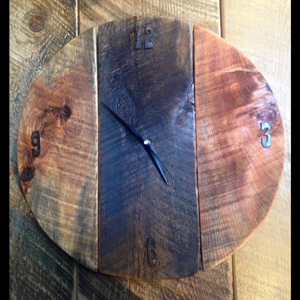 Hand crafted barn wood clock.