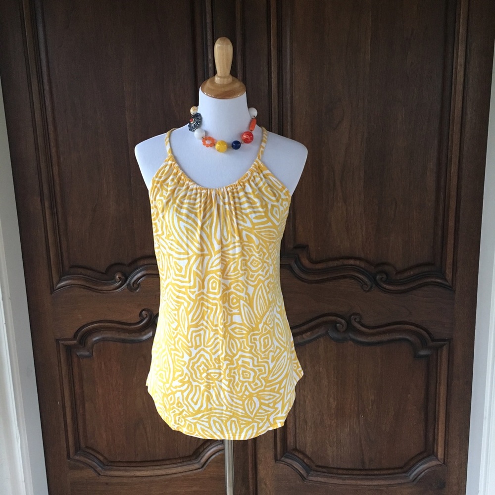 Banana Republic Yellow and White Sleeveless Top