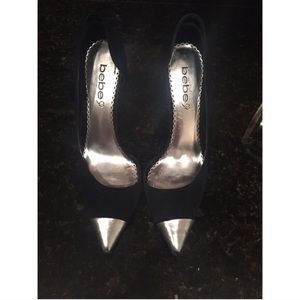Bebe swede black high heels