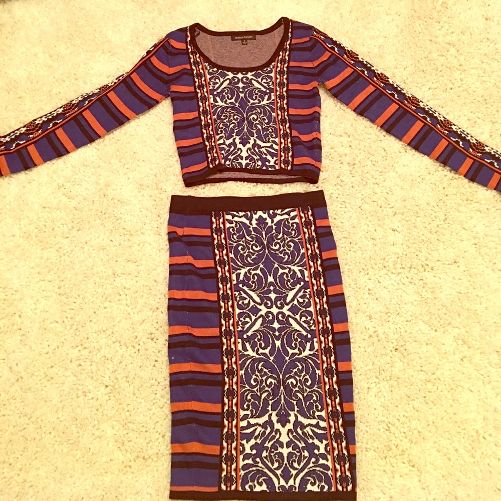 Fitted high-waisted matching skirt set. NWOT