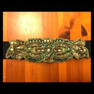 Green and Black Sequin Stretch Waist Belt