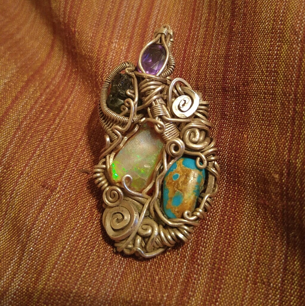 ***price drop****    Wire wrap pendant custom made