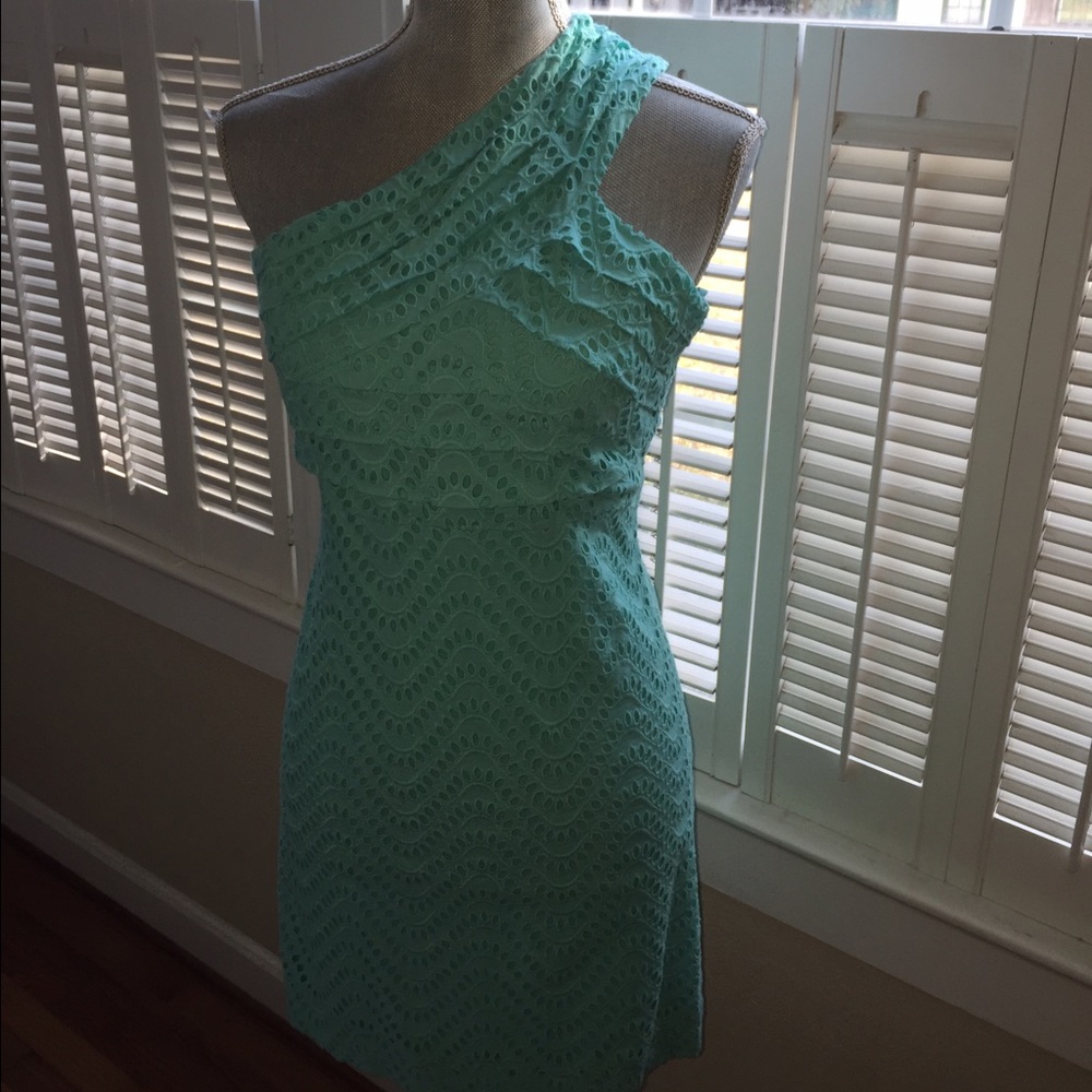 Baby blue one shoulder dress