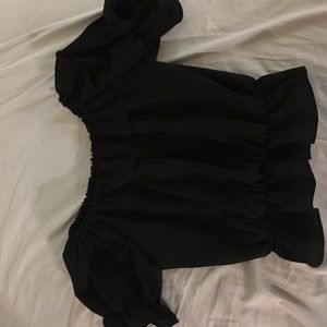 Black off shoulder frills top