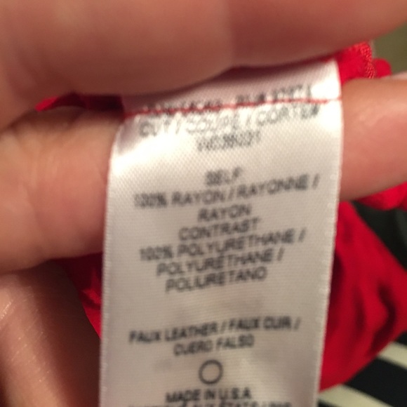 Ella moss Red Top with Faux Leather Triangles 3 - Picture 6 of 7