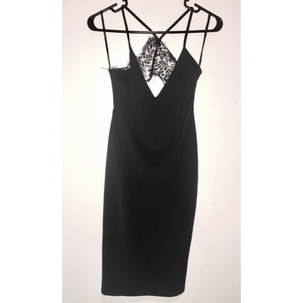 Black open back dress