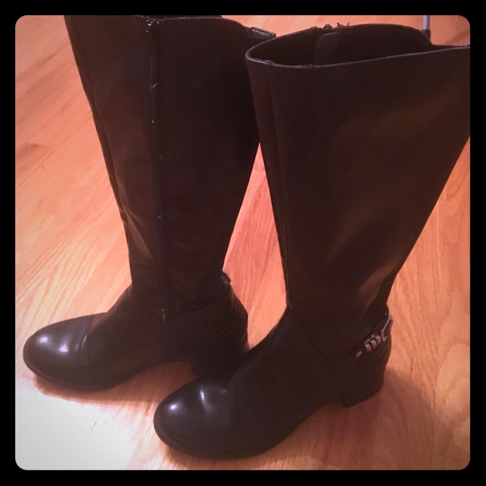 leather calf bootswith buckle