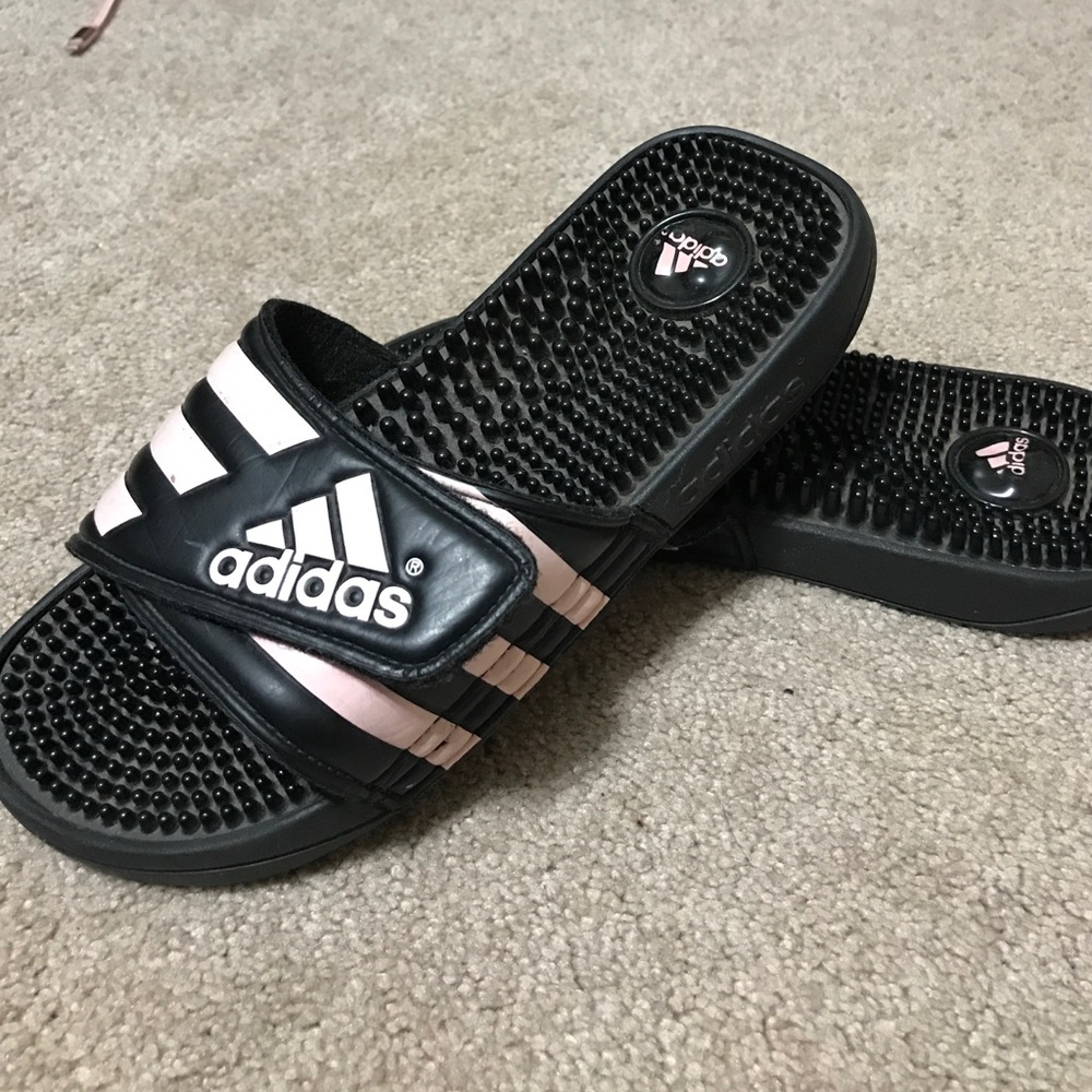 Pink adidas slides