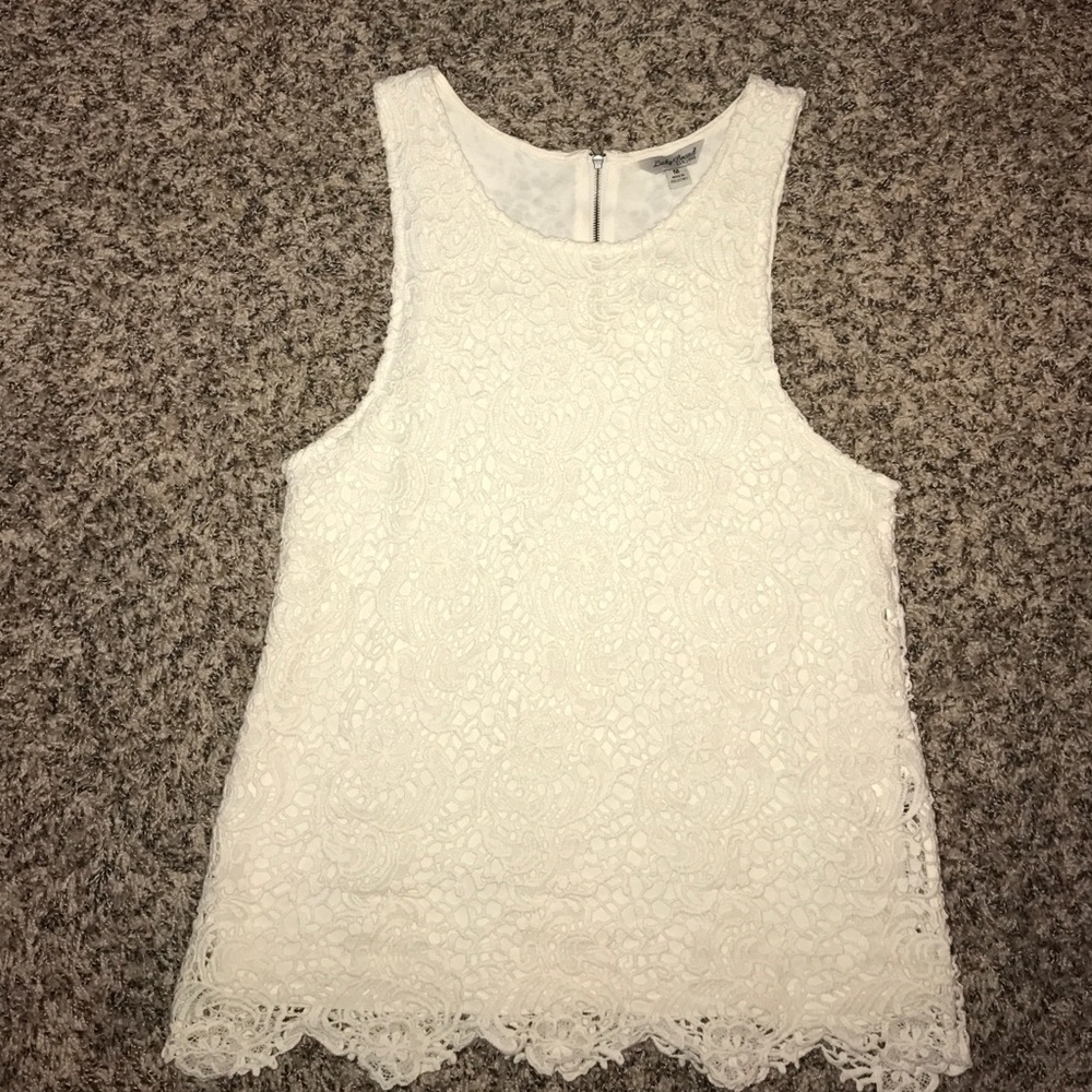 White cotton lace tank top
